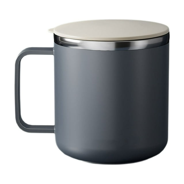 Tasse à Couvercle Plat en Acier Inoxydable 304 400 ml Tasse à Café Isolée avec Poignée et Couvercle Tasse à Café Thermique sous Vide à Double Paroi en Acier Inoxydable