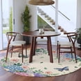 thumbnail image 4 of Round Area Rug 8 Ft, Watercolor Flowers Washable Non-Slip Circle Carpet for Living Room/Bedroom, Spring Floral Butterflies Botanical Beige Collection Low-Profile Large Area Rugs for Indoor, 4 of 7