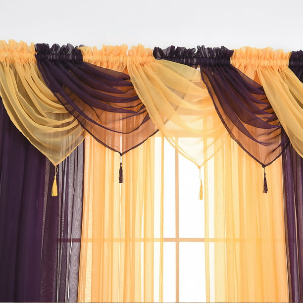 15 Color Solid Sheer Voile Net Curtains, Sliding Door Valance