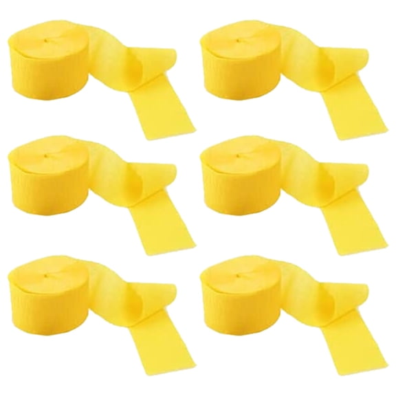6Pcs Streamers Paper (4.5CM x 25M/Roll) Crepe Paper Streamers, Tassels Streamer Pape for Party Decorations Wedding, Festivalyellow