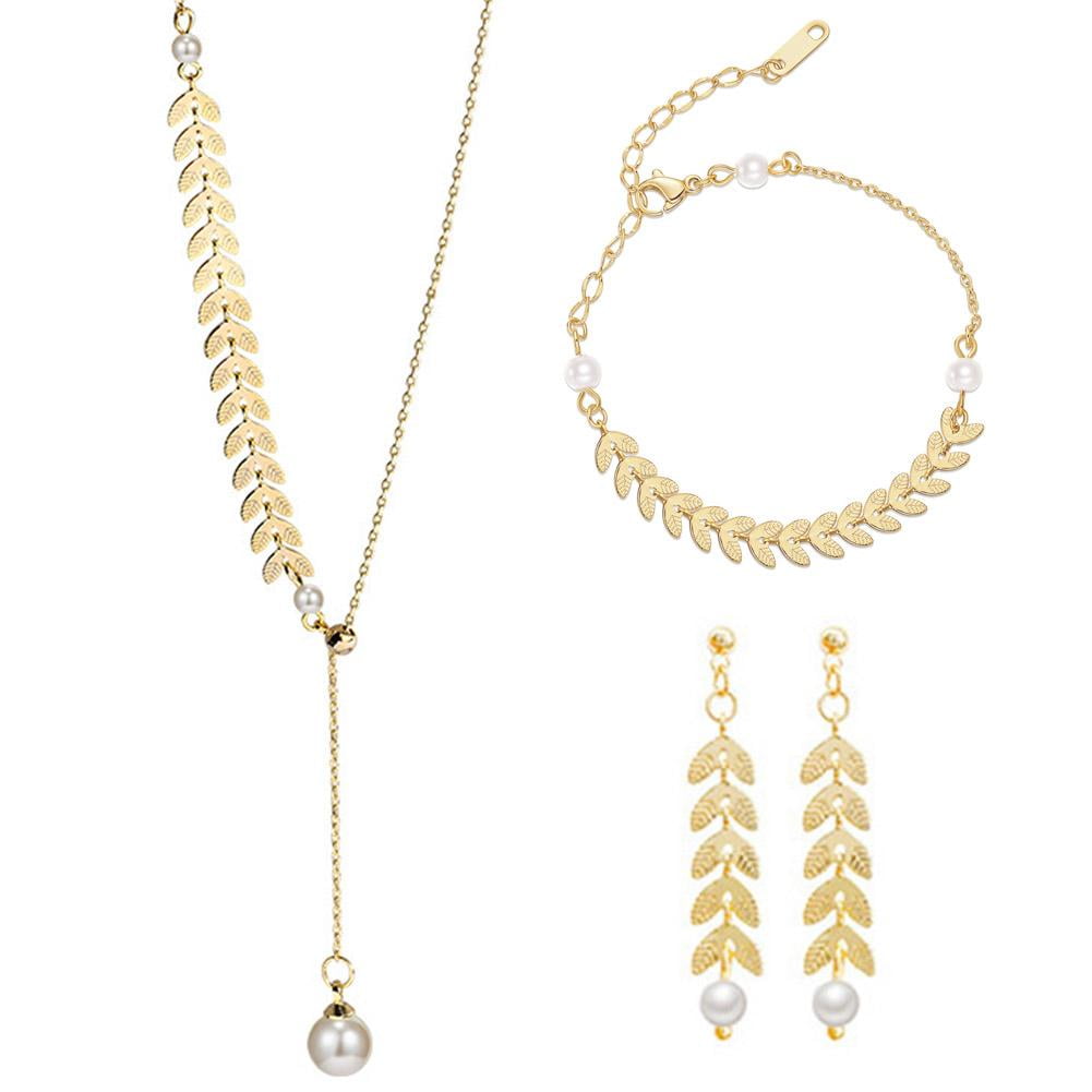 Retro Wheat Leaf Clavicle Chain Sexy Sling Accessories Women T8G9