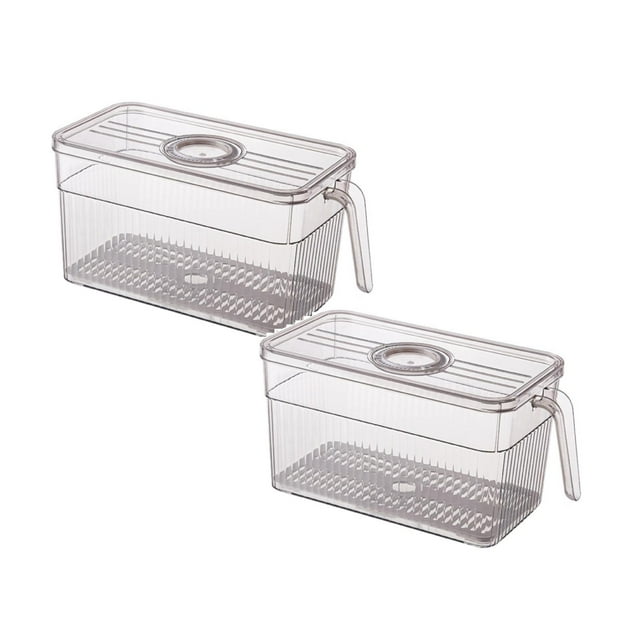 Oleegame 2PC Kids Snack Boxes For School Kitchen Storage Basket Kitchen Storage Basket Clear Stackable Fridge Storage Containers With Handle Bread Box For Kitchen Counter Airtight