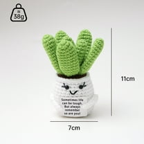 Handmade Crochet Cactus Pots with Card, Positive Handmade Knitted Cactus Plant Decor, Mini Emotional Support Succulent Gifts for Adults, Kids, Friends, Birthday, Christmas, Graduation Gift Ideas