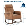 thumbnail image 3 of OUTGOODS Classic Wingback Rocking Chair w/Wood Frame, Fleece/Linen/PU Upholstery, 4 Colors, 3 of 8