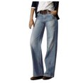 thumbnail image 5 of Tuphregyow Women's Straight Leg Leisure with Pockets Denim Pants Work Stretch Relaxed Button Pants High Waist Slim Jeans Pants Workout Hiking Office Solid Trendy Light Blue XXXXL, 5 of 6