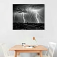 thumbnail image 2 of ONETECH  Canvas Wall Art Black and White City Nature Lightning Strikes in The Clouds Painting on Canvas Storm Cityscape Picture Print for Home Office Bedroom Decoration, 2 of 4