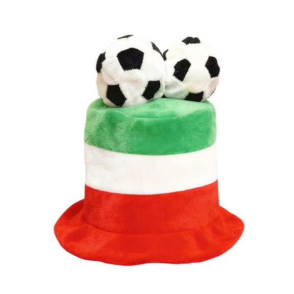 Unisex Novelty Soccer Ball Cylinder Hat Plush Soft Costume Cap for Sports Fan Party Events Game Day