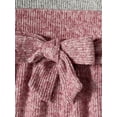 thumbnail image 4 of Family Matching Casual Classic Color block Rib Knit Belted Dresses Long Sleeve Sets, 4 of 8