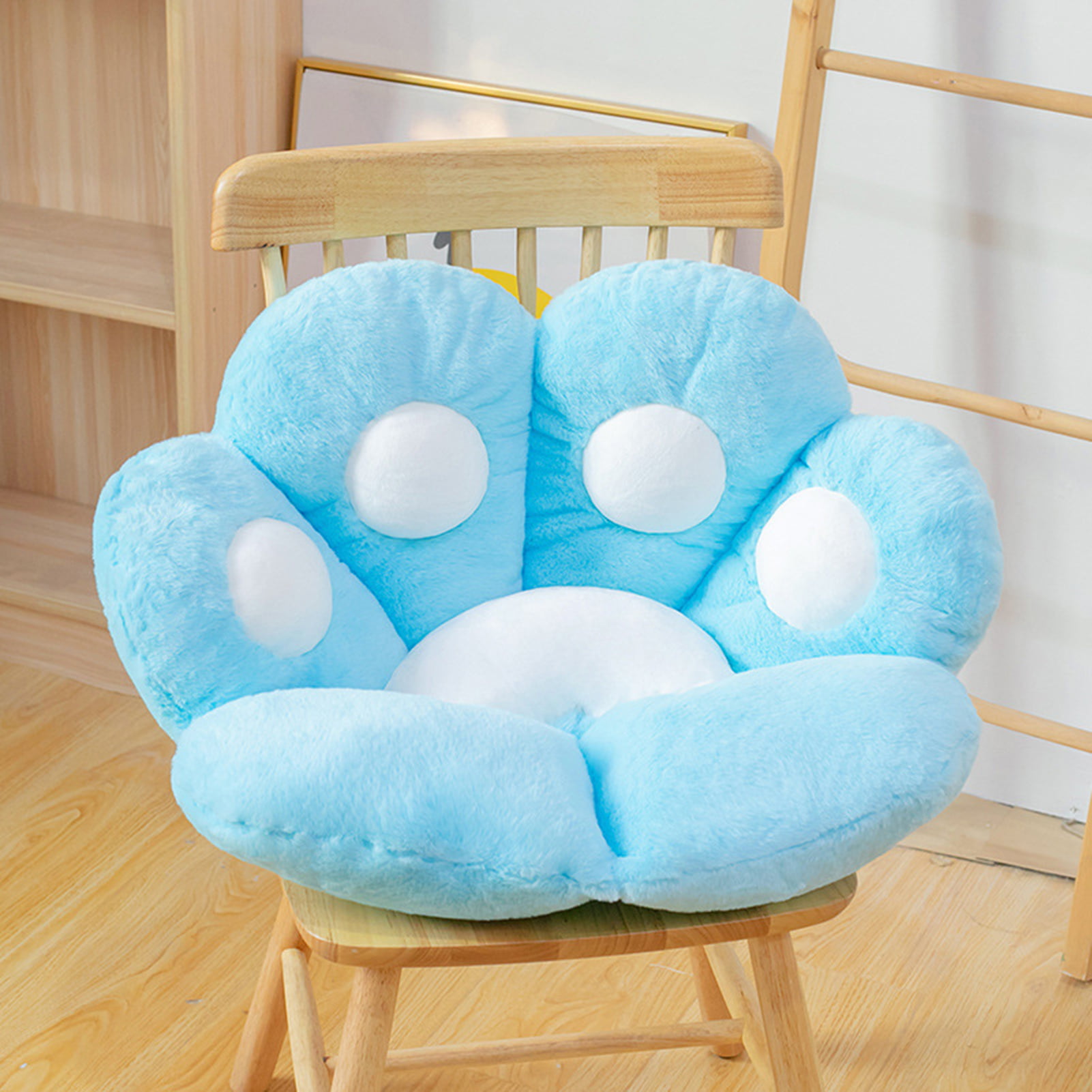 Blue Cat Paw Cushion Cute Seat Cushion Soft Comfortable Lazy Sofa Office Cat Paw Shape Seat Cushion for Home Bedroom Shop Restaurant Decoration 