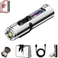 thumbnail image 1 of Pocket Rechargeable EDC Flashlight: 500 Lumens Mini Keychain Light with Fire Starter & Window Breaker, 5 Modes, Magnetic Base, Pocket Rechargeable EDC Flashlight for Camping and Travel (Silver), 1 of 9