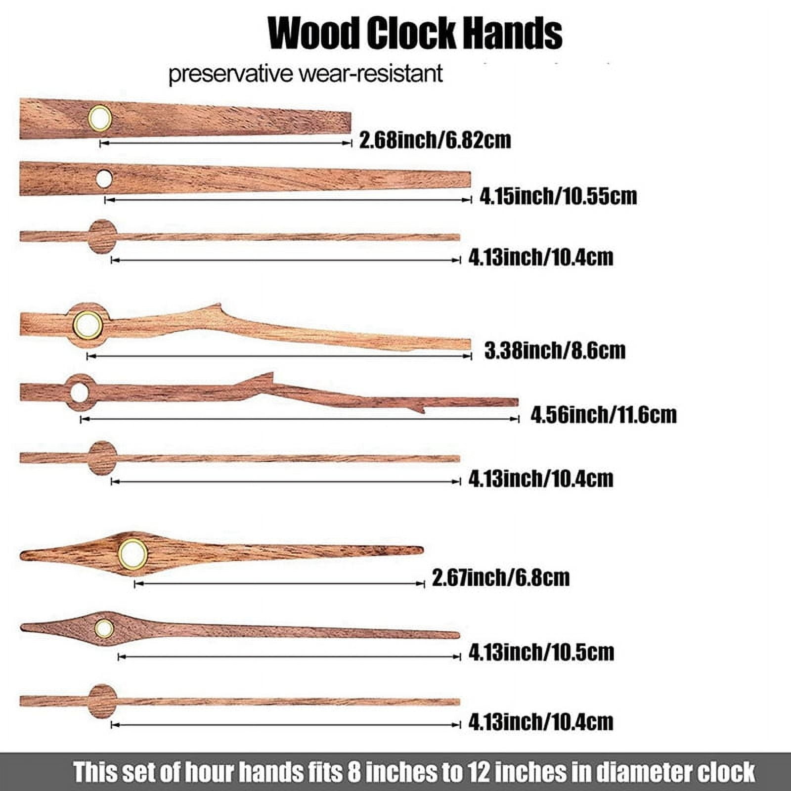 32 Pcs Quartz Clock Movement Mechanism Parts with 4 Types of Walnut Wood Clock Hands Clock Accessories for Clock Repair