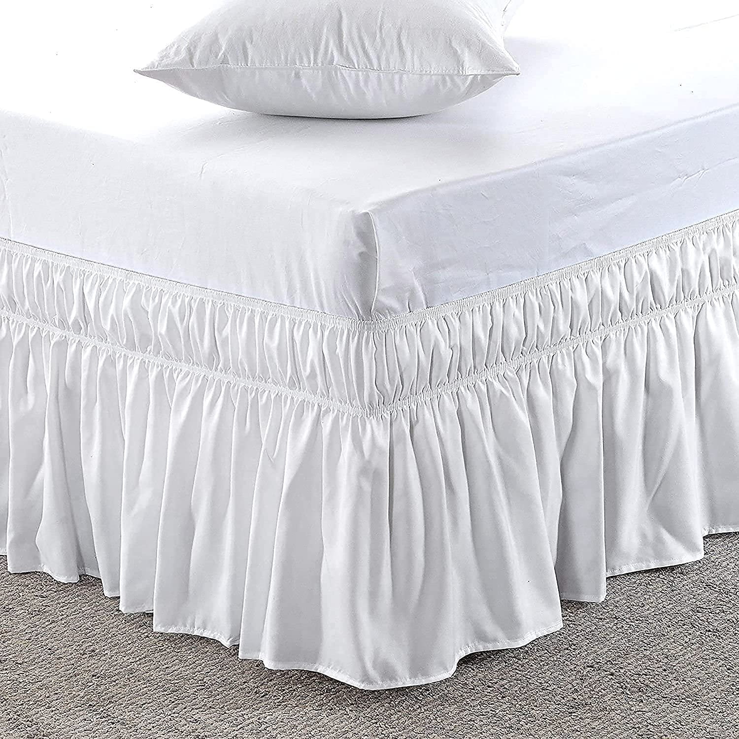Full Size Bed Skirt (54" x 75") Elastic Wrap Around, 100 Cotton Dust