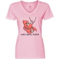 thumbnail image 3 of Inktastic More Beads, Please Cute Mardi Gras Crawfish Women's V-Neck T-Shirt, 3 of 5