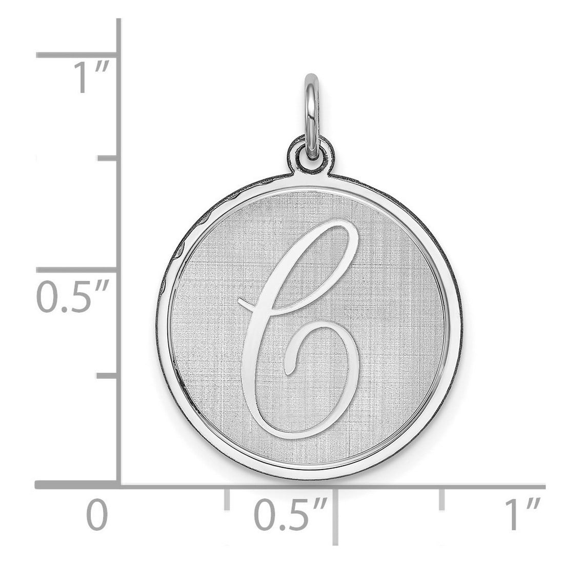 925 Sterling Silver Solid Polished back Brocaded Letter Name Personalized Monogram Initial C Charm 27x20mm Wide Pendant