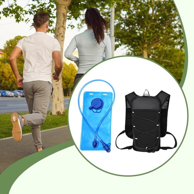 Quzzie Gilet d'Hydratation de Course Sac Souple Sac à Dos d'Hydratation Sac de Jour Poche de Rangement pour Usage Unisexe Nylon Léger Résistant à l'Usure Convient pour Marathon Randonnée Cyclisme Jogging Noir