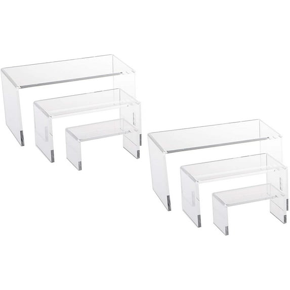 6 Piece Small Acrylic Riser Set Clear Acrylic Display Riser Set, Acrylic Display Stand