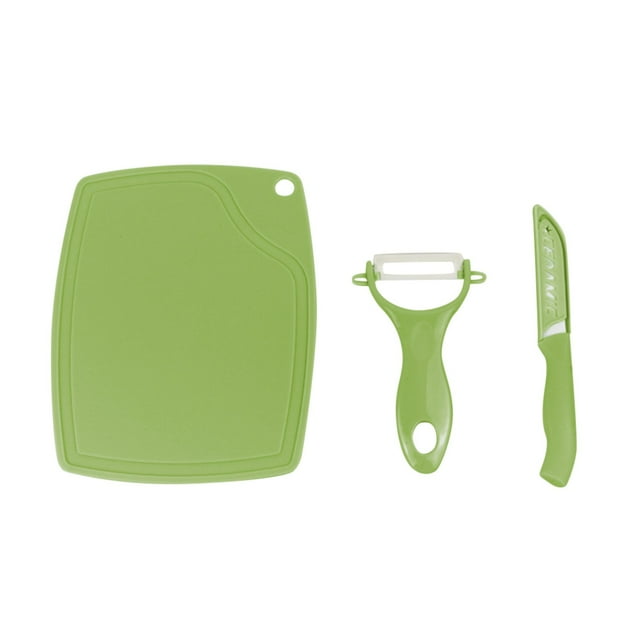 Ceramic Set With Fruit Vegetable Peeler Knife Mini Cutting Board Colorful Kitchen Tools 3PCS