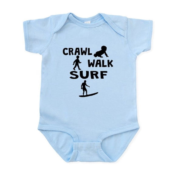 CafePress - Crawl Walk Surf Body Suit - Baby Light Bodysuit, Size Newborn - 24 Months