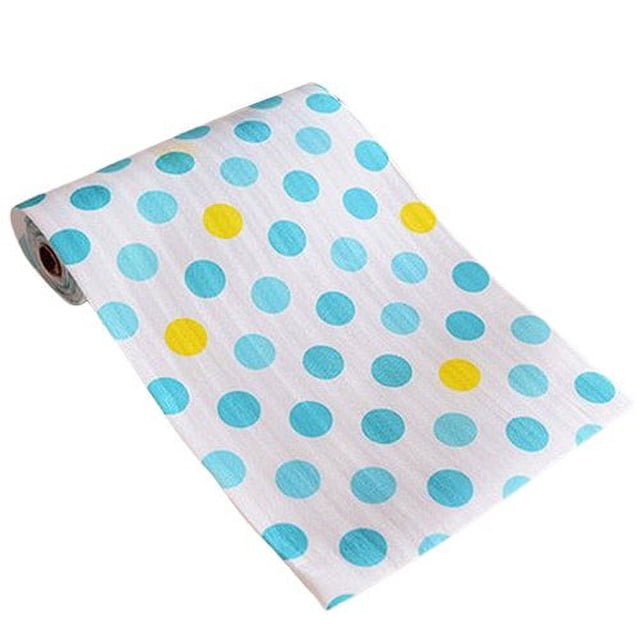 2-pack 300cm Cute Polka Dots Shelf Paper Cabinet Drawer Liner Kitchen Table Mat(Blue Dots)