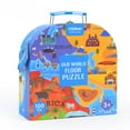 thumbnail image 1 of mideer Floor World Map Geography Puzzle Treasure Box Set 100 Pieces - Our World - Animals - Architecture - STEM Educational Learning Toy, 1 of 4