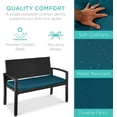 thumbnail image 4 of BOBOKY  Outdoor Bench 2-Person Wicker Garden Patio Benches Seating Furniture for Backyard, Porch w/Seat Cushion, 700 lbs Capacity,Blue/Black, 4 of 8