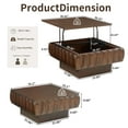 thumbnail image 3 of Lift Top Coffee Table with Hidden Storage, 31 inch Solid Wood Fluted Design for Small Space Living Room, Walnut, 3 of 9