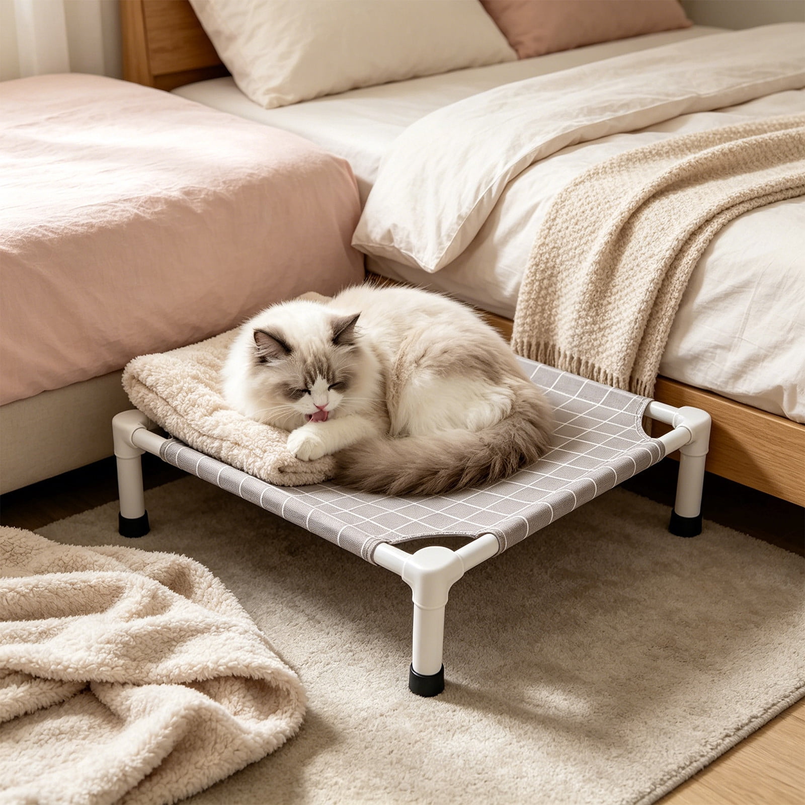 Elevated Raised Outdoor Dog Bed - Cooling Lifted Outside Dogs Cot Bed with Non-Slip Feet Dog Hammock Bed, Portable Puppy Pet Bed for Indoor & Outdoor