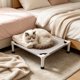thumbnail image 4 of Cama elevada de madera para mascotas, cama elevada con funda lavable y transpirable, tumbona refrescante interior para gatos y perros, 4 of 6