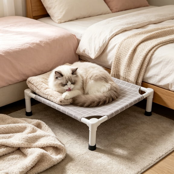AYktou Elevated Dog Bed for Small Dogs and Cats, Raised Dog Bed Cooling Pet Cot with No-Slip Feet, Portable Cat Bed Pet Camp, Detachable Breathable Pet Bed for Camping, Backyard Outdoor Indoor
