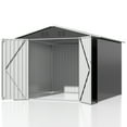 thumbnail image 4 of MUCHANT 7.4'x7.4' Outdoor Metal Storage Shed with Updated Frame Structure and Lockable Doors, Steel Garden Tool Sheds for Backyard, Patio, Lawn, Gray, 4 of 6