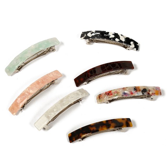 6 Pcs Tortoise Shell Hair Barrettes, Acetate Hair Barrettes Acrylic Hair Barrettes French Design Hair Clips Automatic Hair Clip for Women Ladies