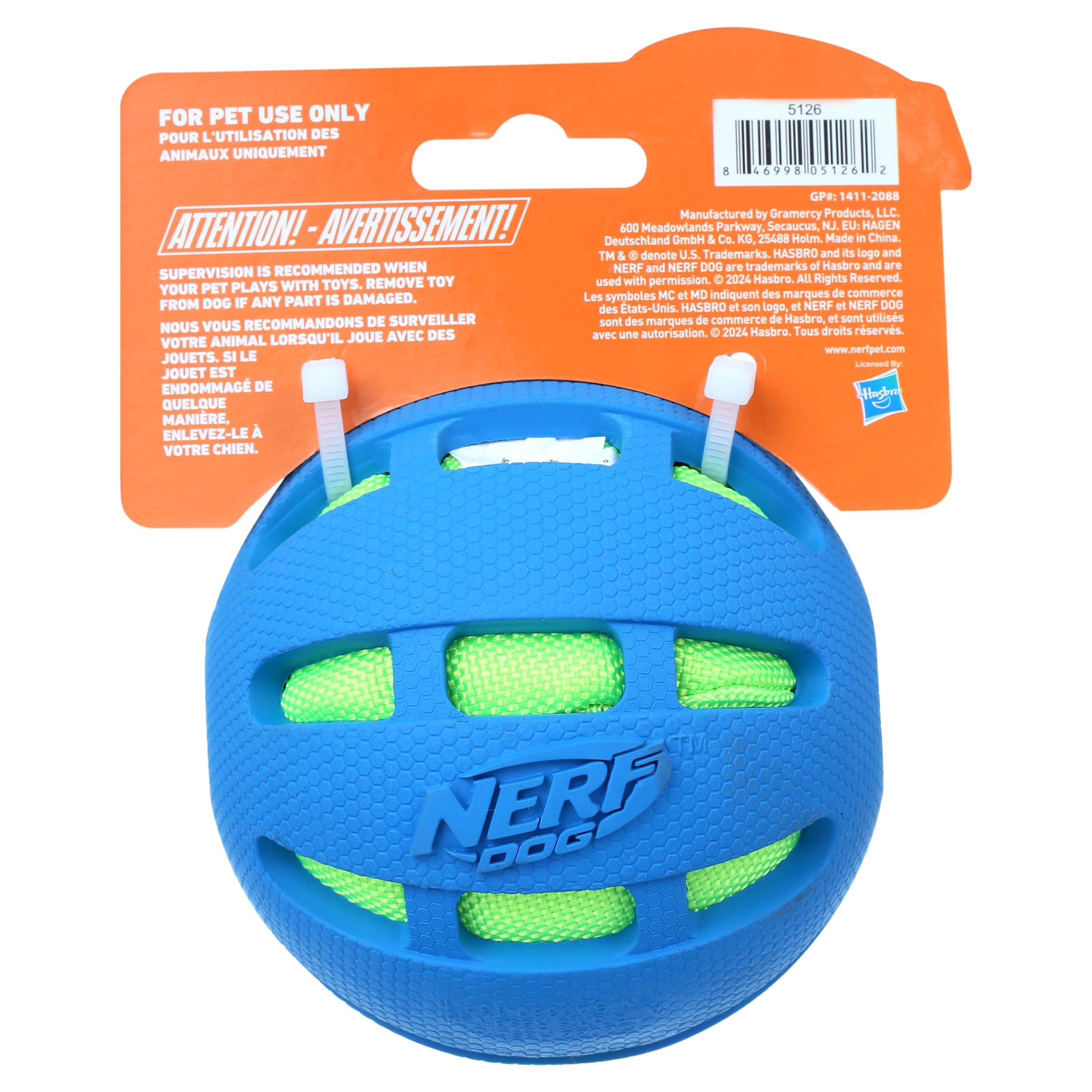 (2 pack) Nerf Dog Checkered Crunch Ball Toy for Pets - Blue & Green, 3.8 Inch
