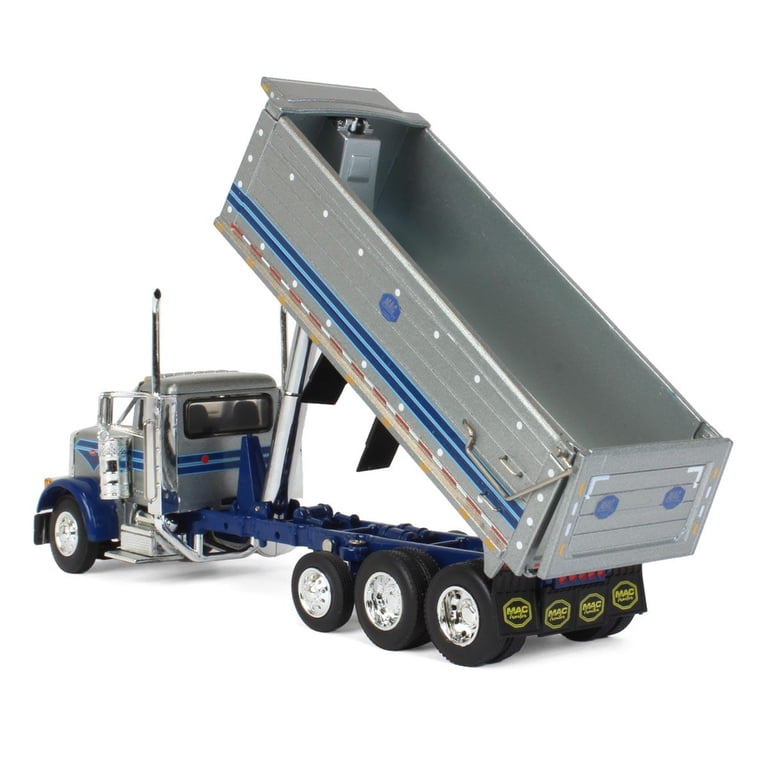First Gear DCP 1/64 Silver & Blue Peterbilt 379 w/ Tri-Axle MAC