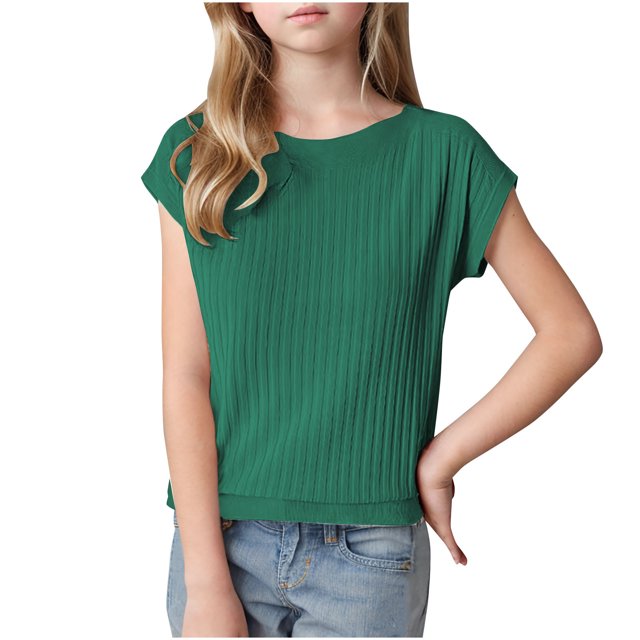 COM1950s Chemises pour Filles, Commerce Extérieur Automne Nouvelle Couleur Unie Col Montant Manches Courtes Col Rond Haut/chemise