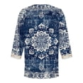 thumbnail image 5 of BangWanChi 3/4 Length Sleeve Womens Tops Plus Size Tunic Fashion Women's Summer V-Neck 3/4 Sleeve Lace Print Casual T-Shirt Blouse, 5 of 5