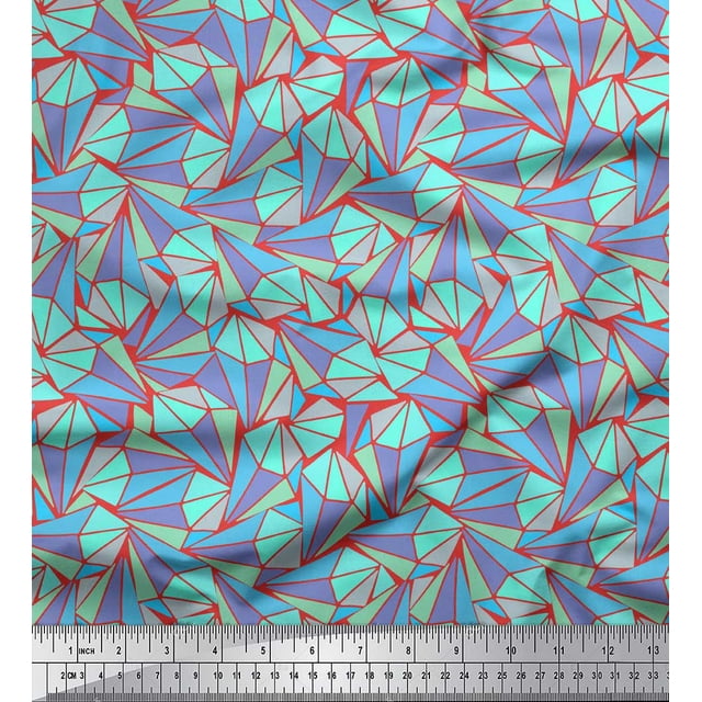 Soimoi Tissu Georgette Orange Moss Facettes Triangle Imprimé Géométrique 1 Yard 42 Pouces de Large