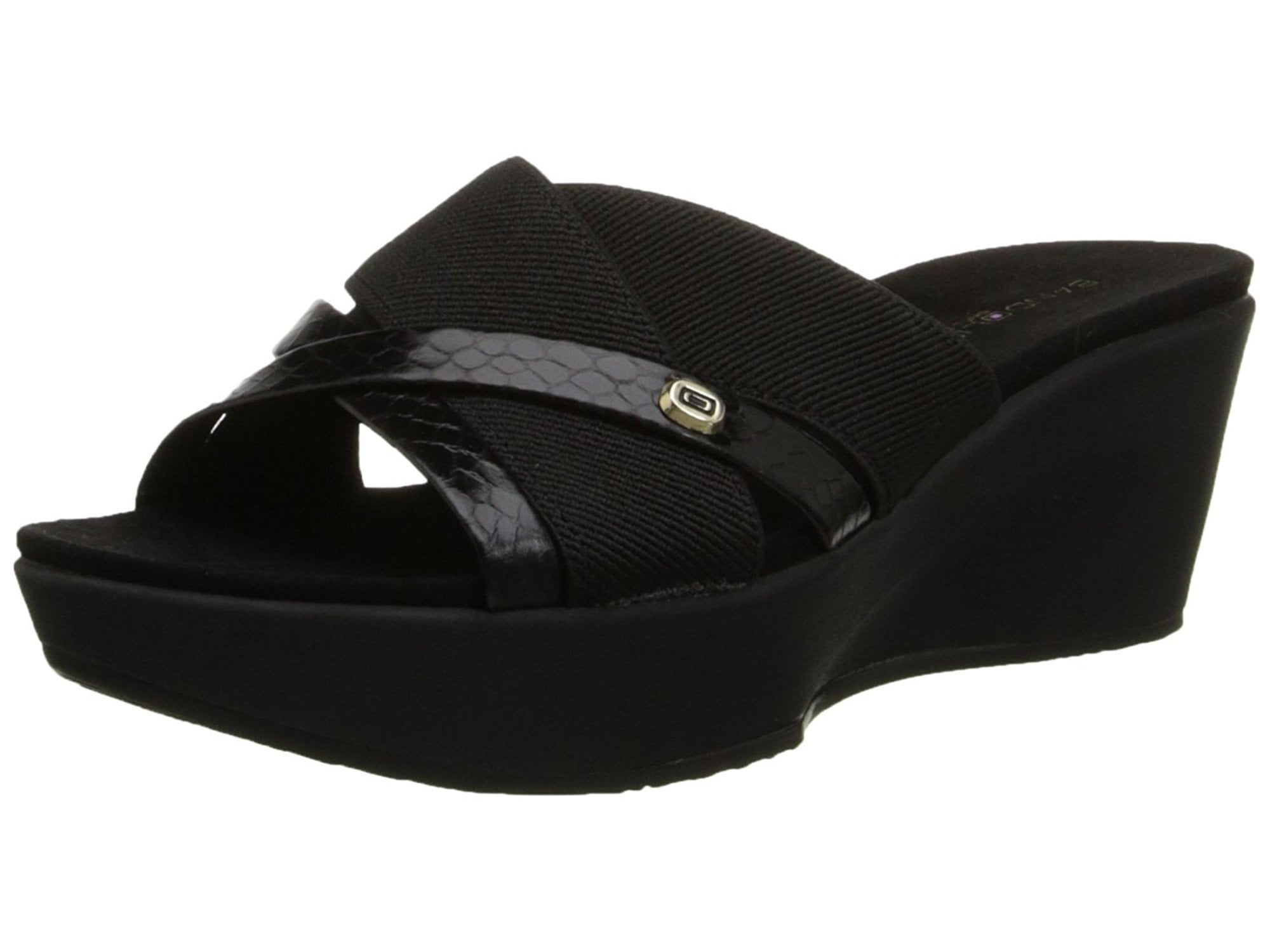 bandolino black wedge sandals