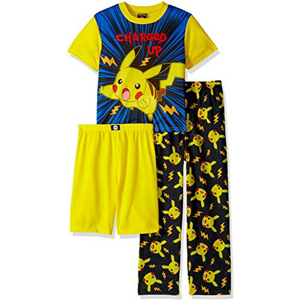 Pokémon Pokemon Boys' Big 3Piece Pajama Set, Pikachu Yellow, 8