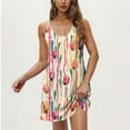 thumbnail image 2 of Oksale Robe Mignonne à Fleurs pour Femmes Décontractée Tendance Sans Manches Robes d'Été Plage Boho Robes Soleil Col Rond Robes de Vacances avec Poches Kaki TG, 2 of 6