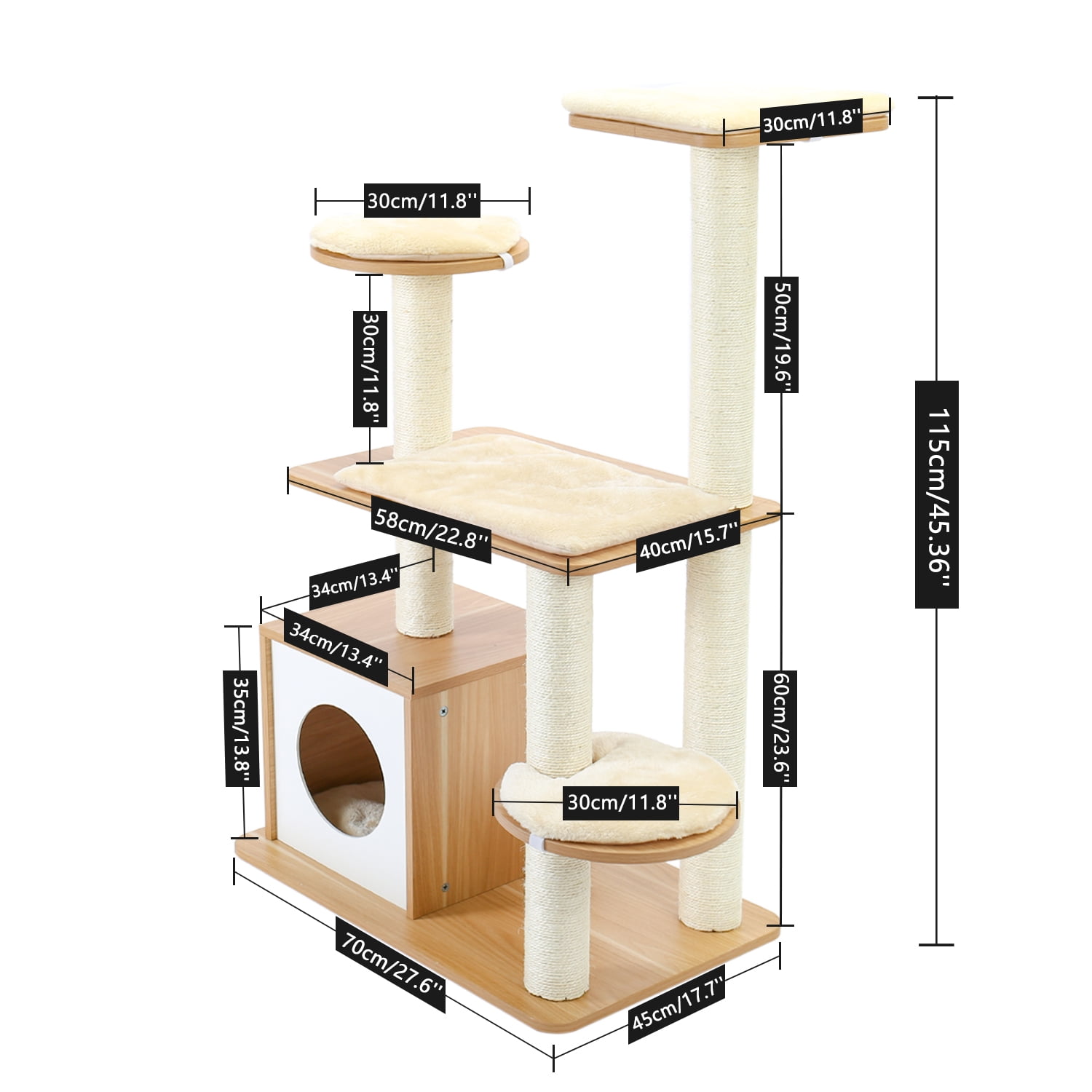 Pefilos 45" Modern Cat Tree Tower for Indoor Cats, Cat Condo for Adult Cats with Sisal Scratching Posts, Cat Tree House, Beige Pefilos 45" Modern Cat Tree Tower for Indoor Cats, Cat Condo for Adult Cats with Sisal Scratching Posts, Cat Tree House, Beige