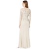 Adrianna Papell Long Sleeve Beaded Evening Gown Biscotti