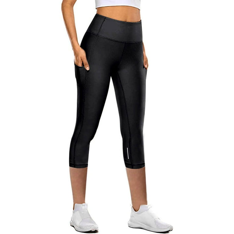 Capreze Capri Leggings for Women with Pockets High Waisted 7/8 Capris Soft  Yoga Pants Workout Running Cycling Tights 