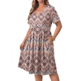 thumbnail image 3 of WellSize Plus size Dresses For Women Floral Casual V Neck Short Sleeve Sundresses Midi Summer Dress with Pockets, 3 of 8