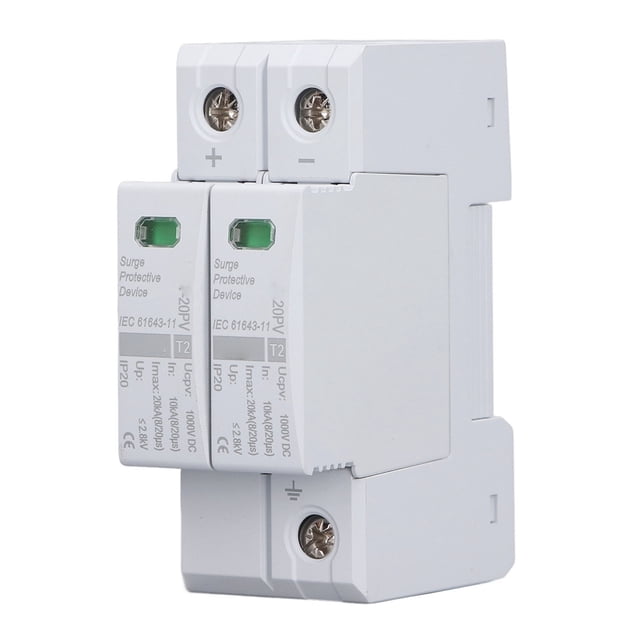 Protector Solar Contra Sobretensiones Fotovoltaico, Dispositivo De Protección Contra Sobretensiones Instalación En Riel DIN De 35 Mm 10 A 20 KA Alta Seguridad 1000 V CC Para