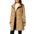 thumbnail image 3 of INSPIRE CHIC Women's Double Breasted Stand Collar Long Sleeve Winter Long Trenchcoat M Khaki, 3 of 5