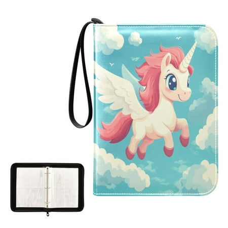 400 Pockets Trading Cards Album,Card Binder 4-Pocket, Cards Collector Album Holder Fits 400 Cards with 50 Removable Sheets Unicorns in The Air