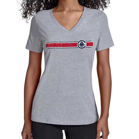 Women's Starter Gray LA Clippers Team Stripe V-Neck T-Shirt