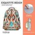 thumbnail image 5 of Handwoven Look Bohemian Rucksack - Roomy 17" Computer Compartment with Tribal Details | Durable School Backpack for University Students, Spacious Oxford Fabric Daypack for Textbooks & Binders, 5 of 6