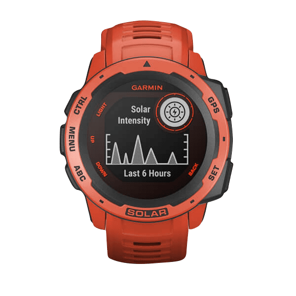 Garmin Instinct Solar, Flame Red, Rugged GPS Smartwatch