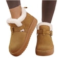 thumbnail image 4 of Women Snow Boots Round Toe Buckle Strap Thick Soled Fleece Lined Warm Boots Comfort Flock shoes for Fall Winter Casual Outdoor Daily Wear, 4 of 9